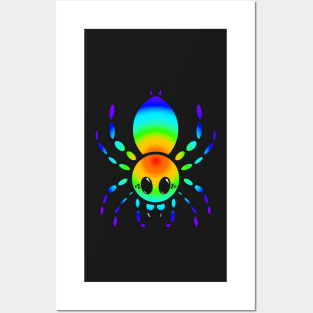 Colorful Cartoon Tarantula (Rainbow Radial) Posters and Art